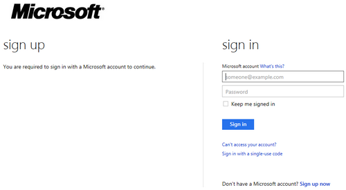 Microsoft account login