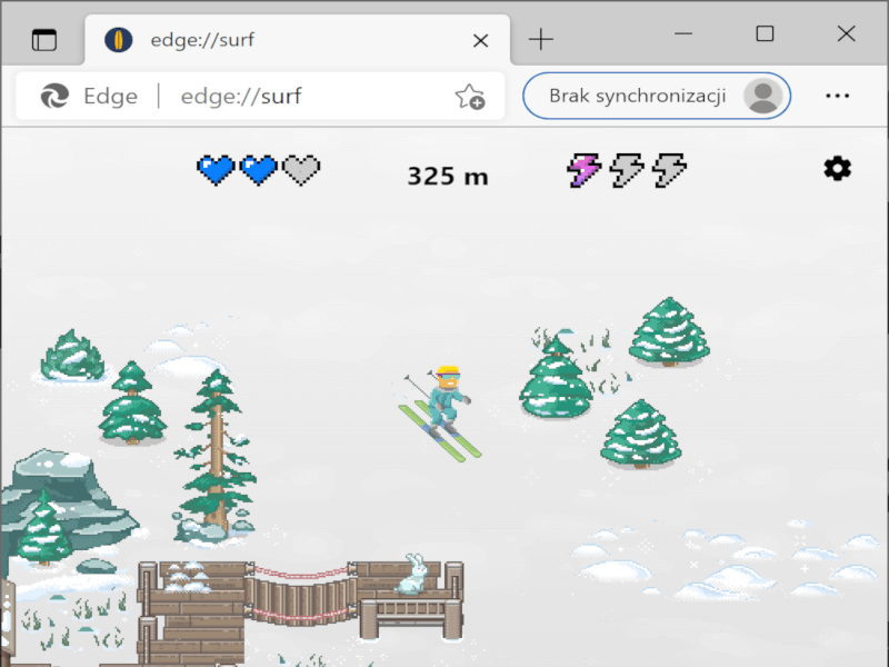Gra surf, czyli odświeżone SkiFree w kodzie przeglądarki Microsoft Edge