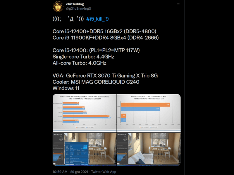 Intel Core i5-12400 pobija w gamingu flagowego i9-11900K przy połowie jego ceny