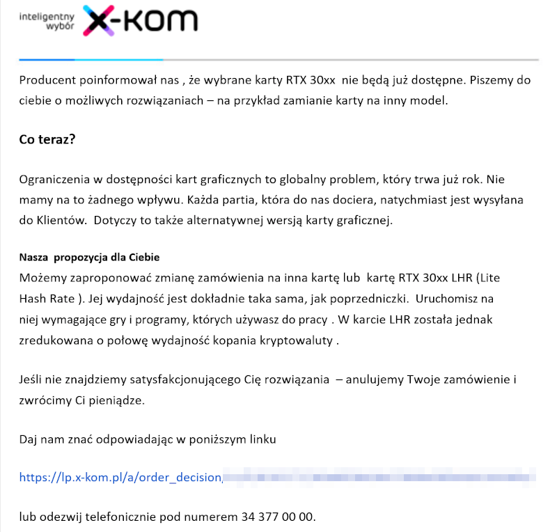 X-Kom anuluje zamówienia na RTX 3000. Masz problem, jeśli zamówiłeś model jeszcze bez LHR