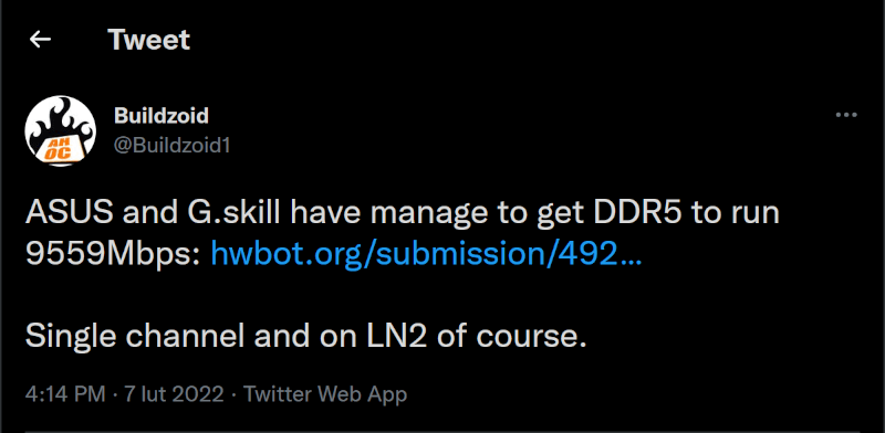 Kolejny rekord w podkręcaniu RAM DDR5. Osiągnięto prawie 10000 MHz