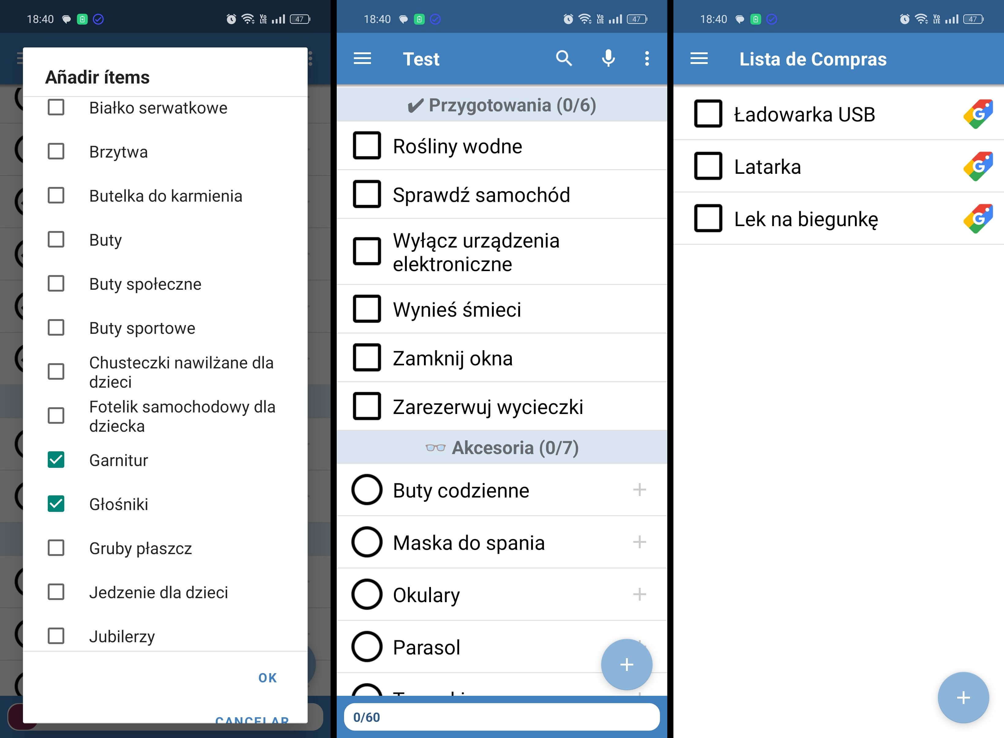 SmartPack – packing lists