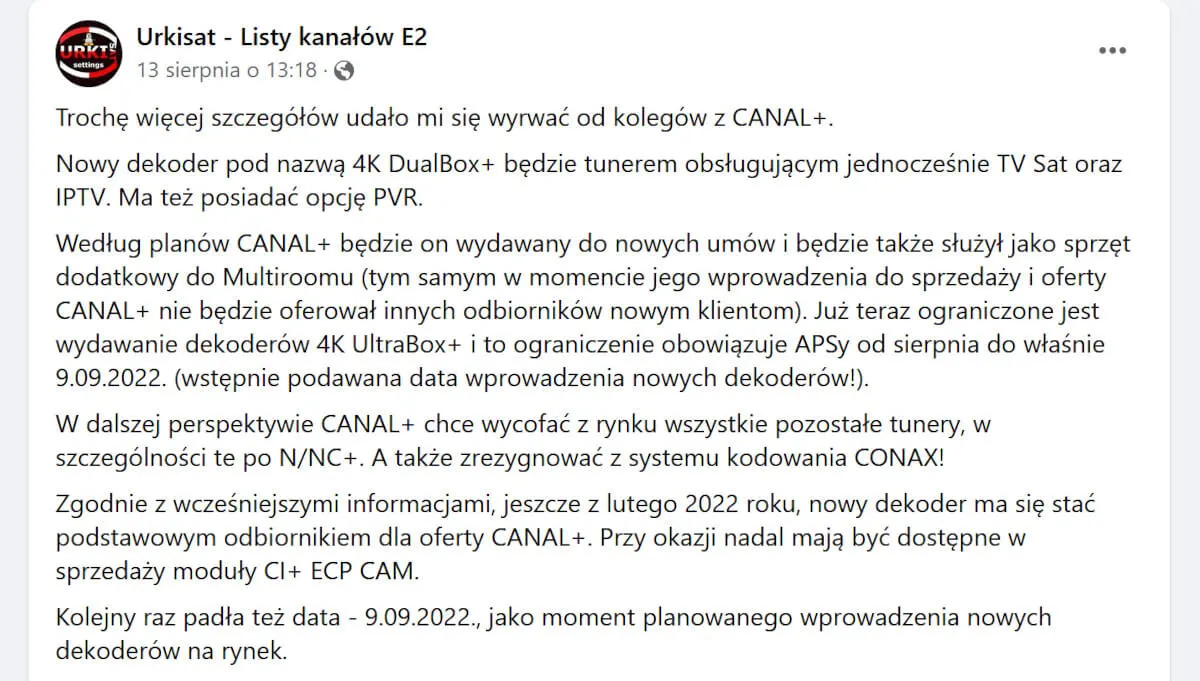 Canal+ wycofa wszystkie obecne dekodery, pozostanie tylko zupełnie nowy model z 4K