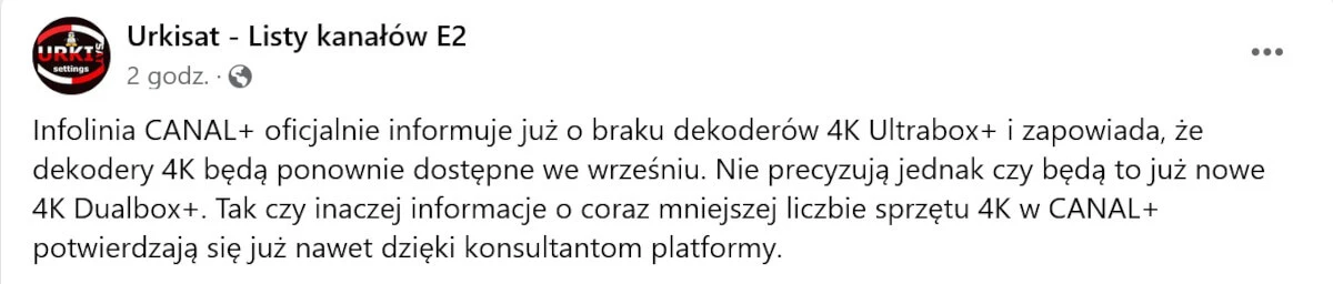 Canal+ wycofa wszystkie obecne dekodery, pozostanie tylko zupełnie nowy model z 4K