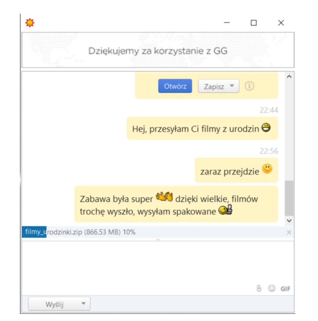 Wysyłanie dużego pliku przez GG