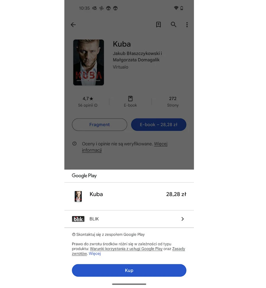 Płatność BLIK w sklepie Google Play  / foto. wł.