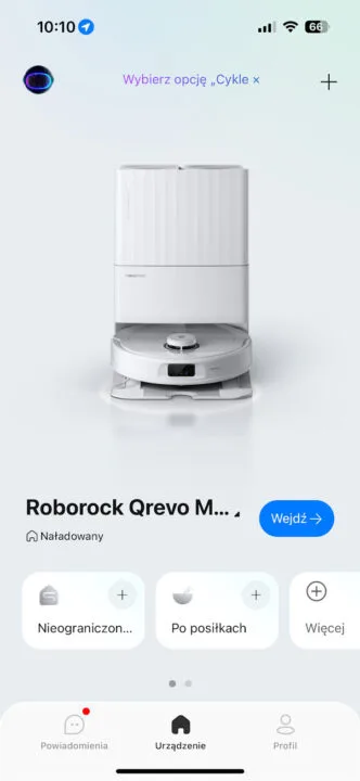 Roborock Qrevo MaxV w aplikacji