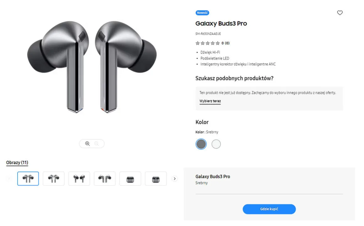 Słuchawki Galaxy Buds3 Pro niedostępne w oficjalnym sklepie Samsung