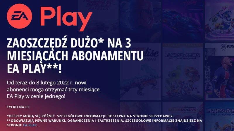 Abonament EA Play za jedyne 5 zł na miesiąc. Świetna promocja na PC i PlayStation