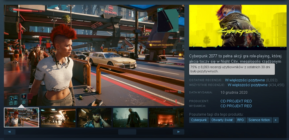 cyberpunk 2077 popularnosc po aktualizacji 2