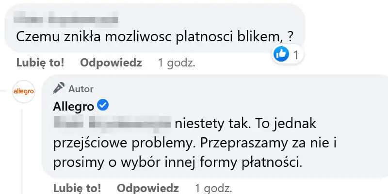 BLIK nie działa. Na Allegro nie zapłacicie też szybkimi przelewami PayU i Przelewy24