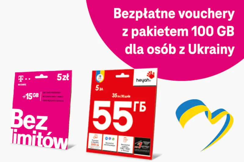 T-Mobile i Heyah z darmowymi 100 GB na kartę dla obywateli Ukrainy