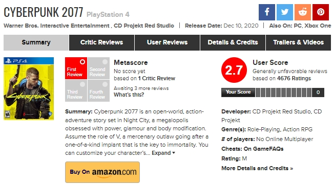 cyberpunk 2077 metacritic ps4 1