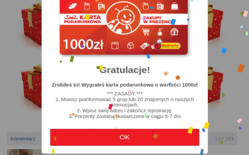 To nie konkurs Biedronki, uważaj na scam