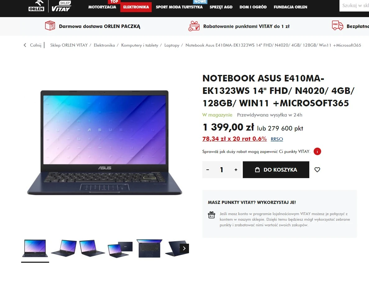 ASUS E410MA-EK1323WS Komputery z Orlenu