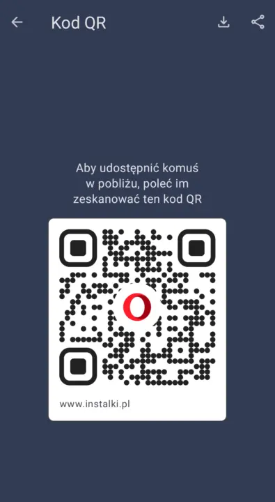 Wygenerowany kod QR za pomocą Opery