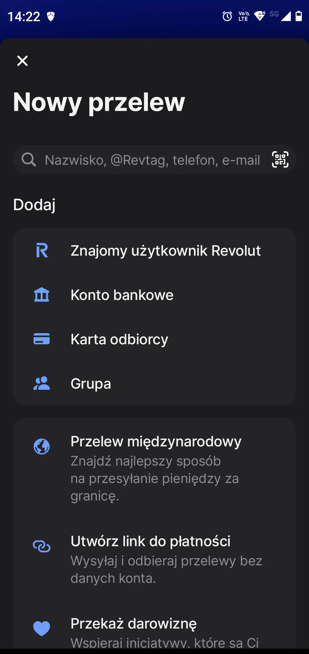 Nowy przelew, odbiorcy