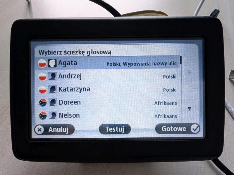 TomTom Start 20 - wybór ścieżki głosowej