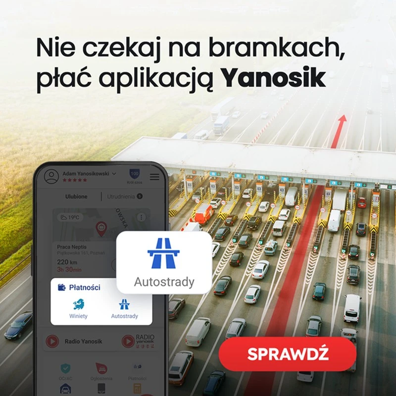 Opłaty za autostrady w aplikacji Yanosik