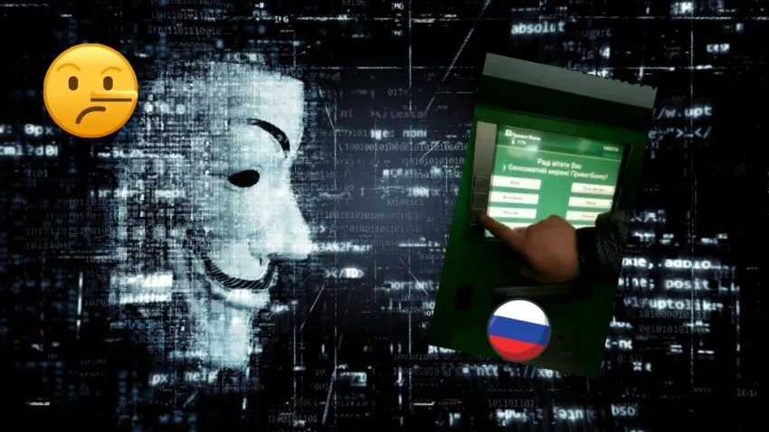 Anonymous przypisali sobie czyjś sukces. Bankomaty nietypowo witają Rosjan