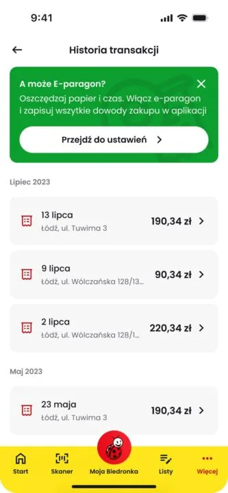 e-paragony aplikacja moja biedronka