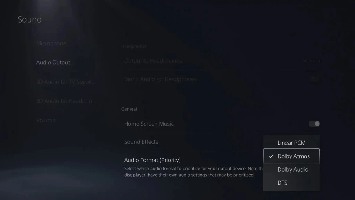 PlayStation 5 Dolby Atmos