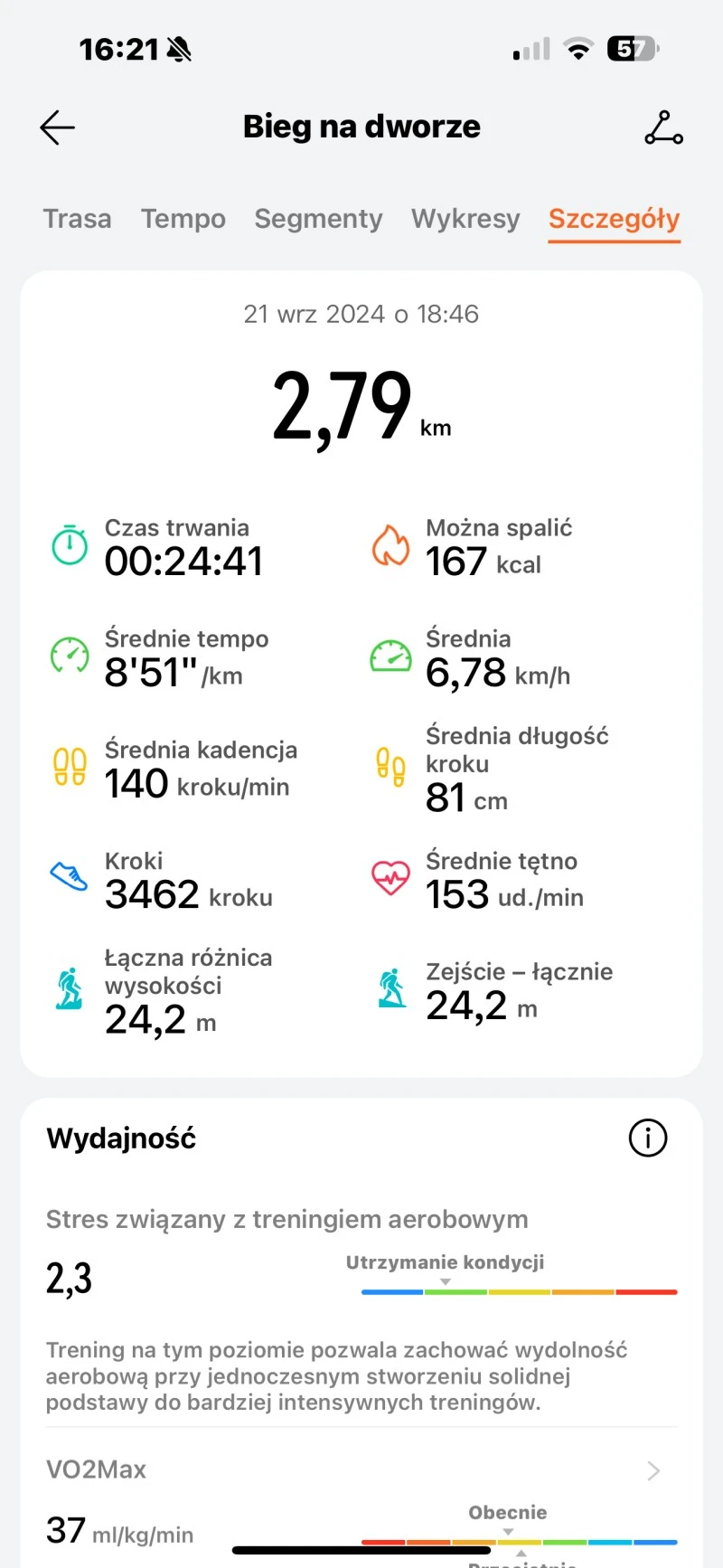 Dane z aplikacji HUAWEI WATCH D2