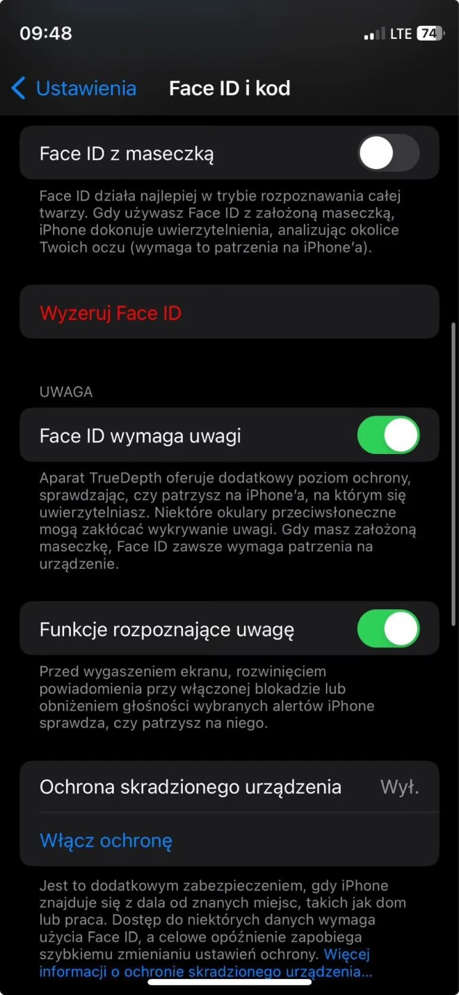 funkcje rozpoznające uwagę iphone