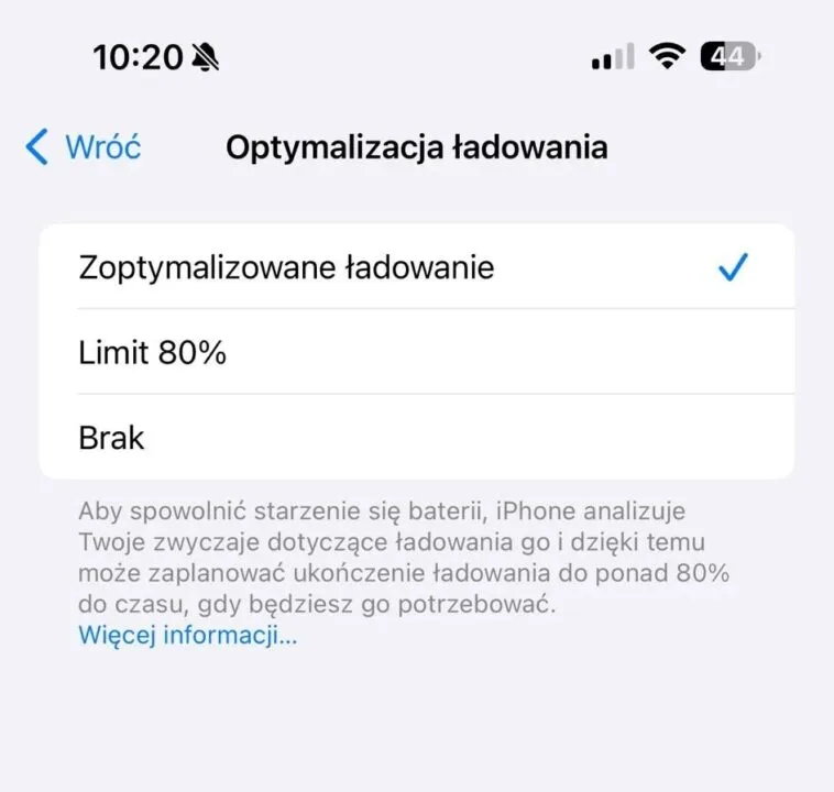 Triki w iOS 17 optymalizacja ładowania limit 80 procent