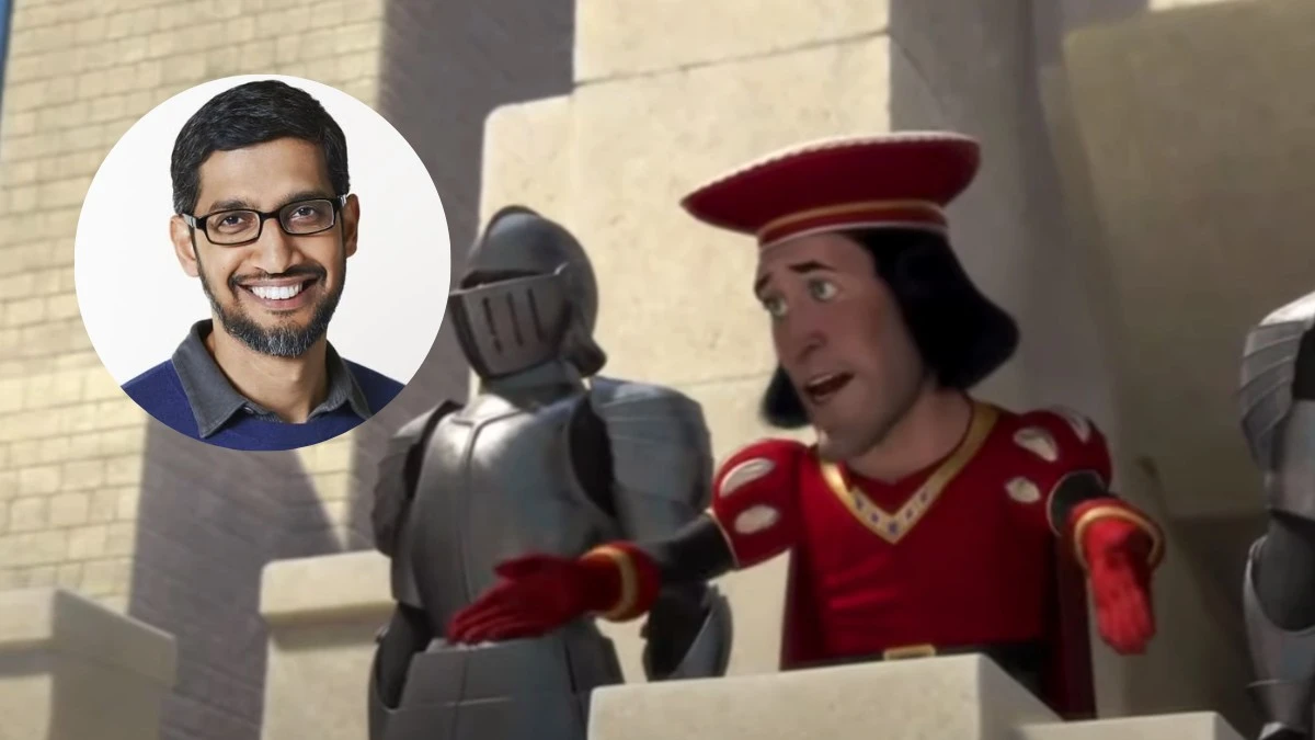 CEO Google Sundar Pichai jak Lord Farquaad, złoczyńca ze Shreka