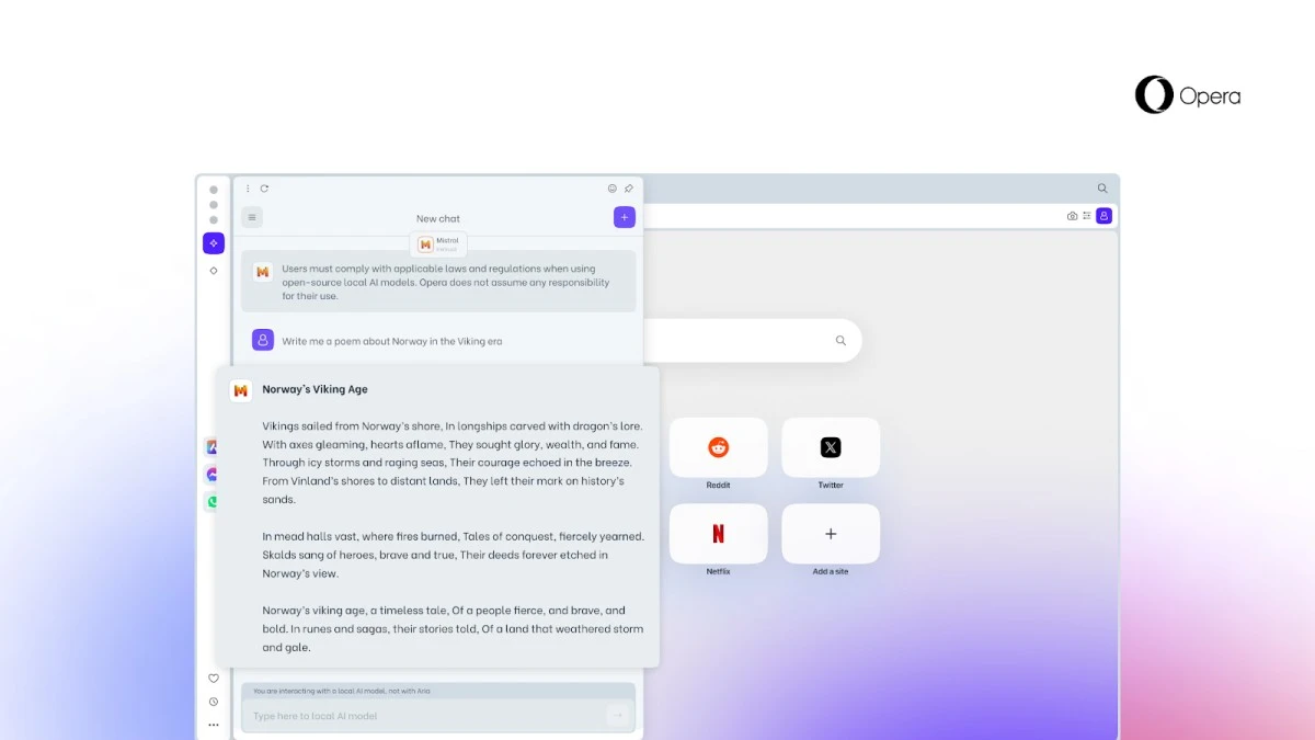 Opera z niesamowitą aktualizacją. SI Aria z 150 nowymi LLM
