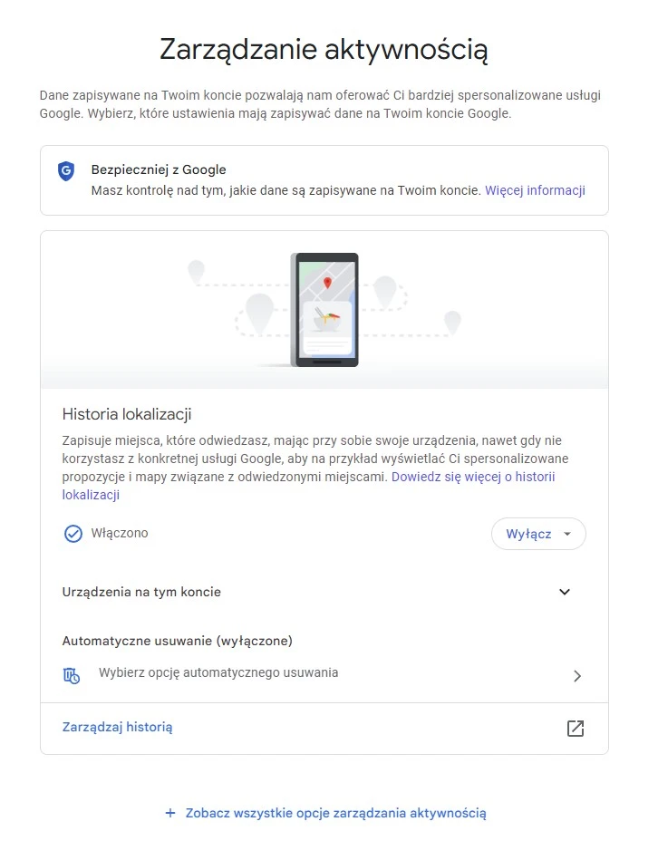 Jak wyłączyć historię lokalizacji Google