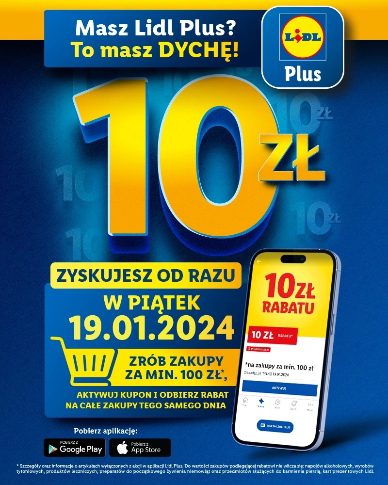 rabat w Lidlu 10 procent 19 stycznia aplikacja lidl plus