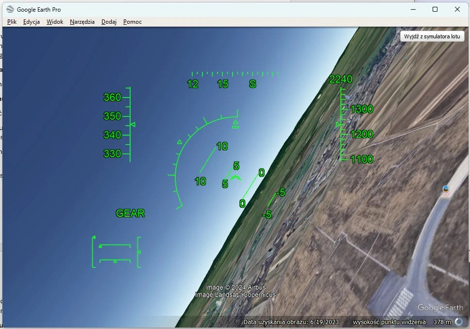 Symulator latania w Google earth pro